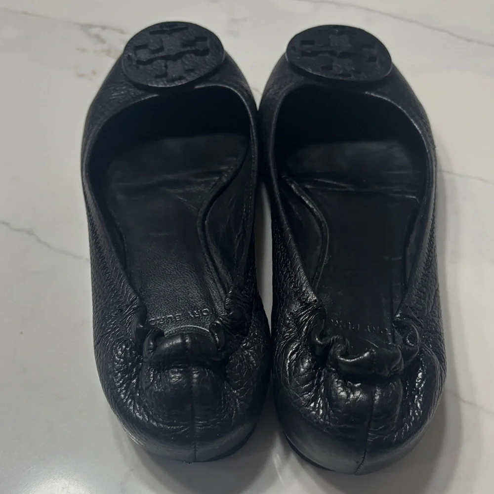 Tory Burch Black Textured Flats